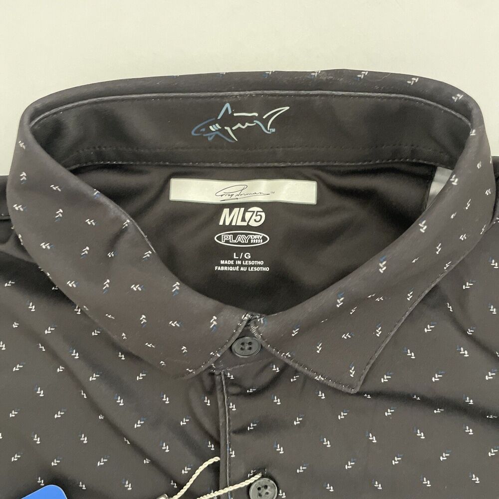 Greg Norman Shirt Mens Large Blue 3 Button ML75 Play Dry Cooling Golf Polo - Picture 2 of 8